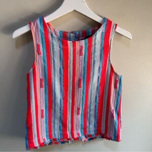 DREW ~Colorful Marisol Striped Fringe Crop Sleeveless Top in size XS